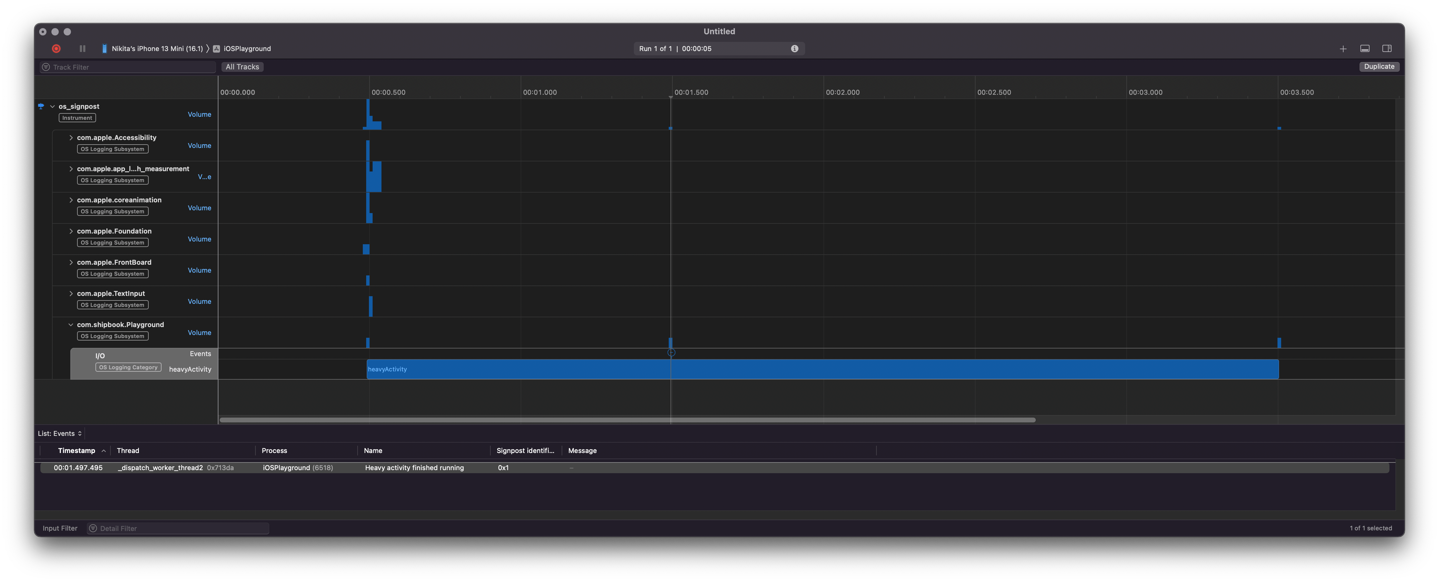 Performance measurement using OSSignposter
