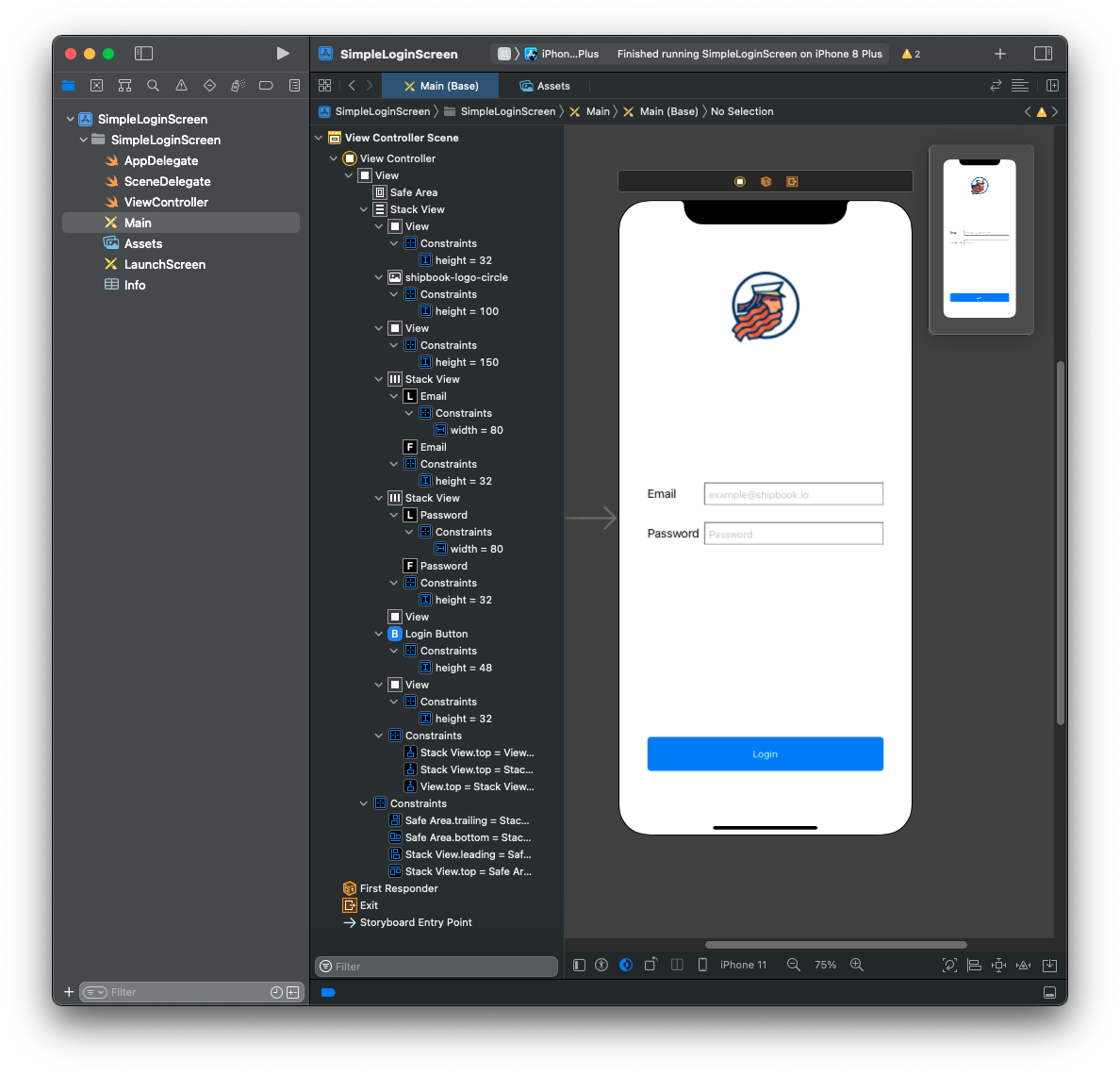 image_tooltip Interface Builder for the login form
