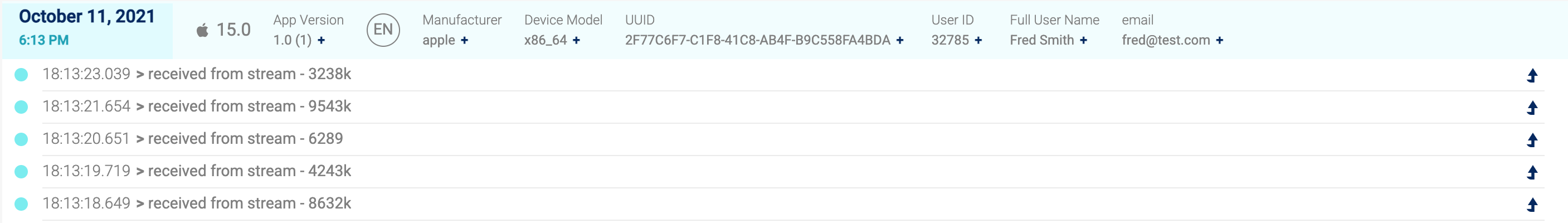 mobile app log entries
