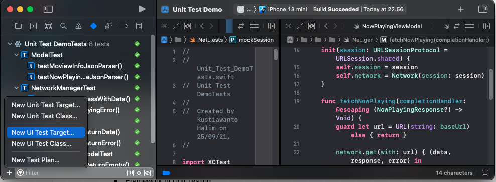Create new UI test target