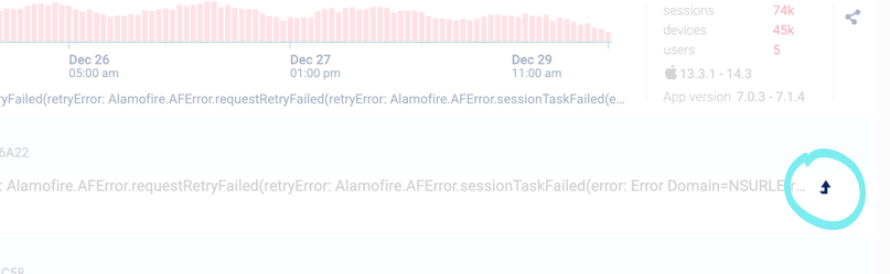 go to session of the issue log