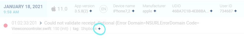 add log search parameters